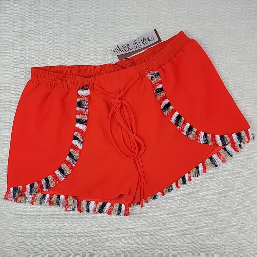 Chloe Oliver red shorts with fringe XL‎